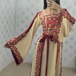 Load image into Gallery viewer, Traditional Beige A Simple Elegant Embroidered Dress
