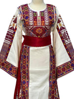 Load image into Gallery viewer, Etameen Material Ivory Traditional Embroidered Palestinian Thobe
