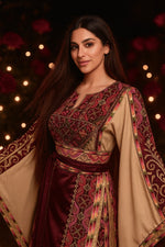 Load image into Gallery viewer, Luxury Traditional Palestinian Embroidered Dress Palestinian Thobe with Wide Sleeves and Belt
