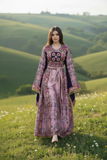 The Glow Pink Thoub Palestinian Featuring Wide Sleeve