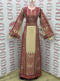Beige Embroidery Traditional Palestinian Thobe Machine Made