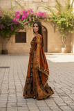 Bronze Glow Satin Bell Sleeve Thoub