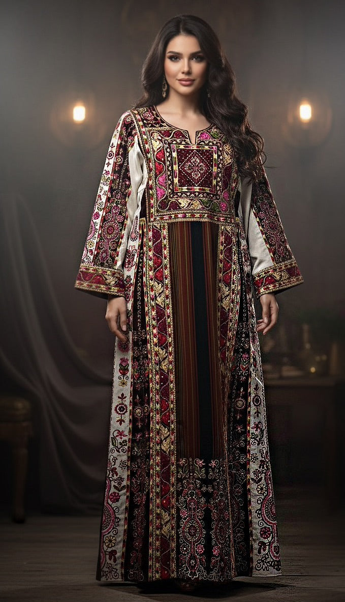 New Collection Jennah wnar Malacca Thoub Silk Velvet  Embroidery Thoub come with Embroidery Belt