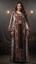 Load image into Gallery viewer, New Collection Jennah wnar Malacca Thoub Silk Velvet  Embroidery Thoub come with Embroidery Belt
