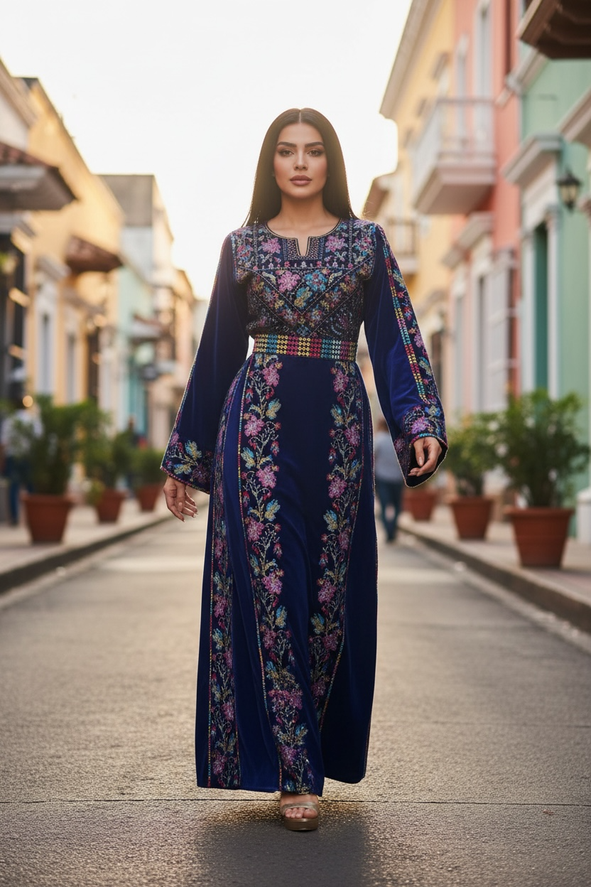 Blue Velvet Bloom Stunning Thoub