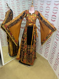 Yellow Mustard Glow Satin Bell Sleeve Thoub