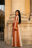 Orange Burnt Embroidery Silk Dress