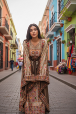 Load image into Gallery viewer, Chocolate and Caramel Embroidery Traditional Palestinian Thobe
