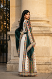 Green Embroidered Palestinian Thobe with Wide Sleeves