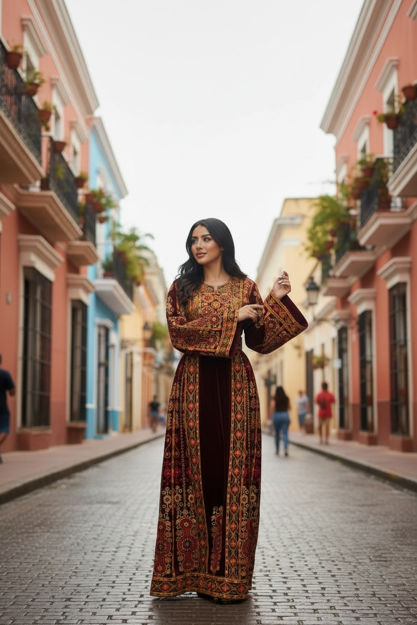 Maroon Velvet Stunning Thoub