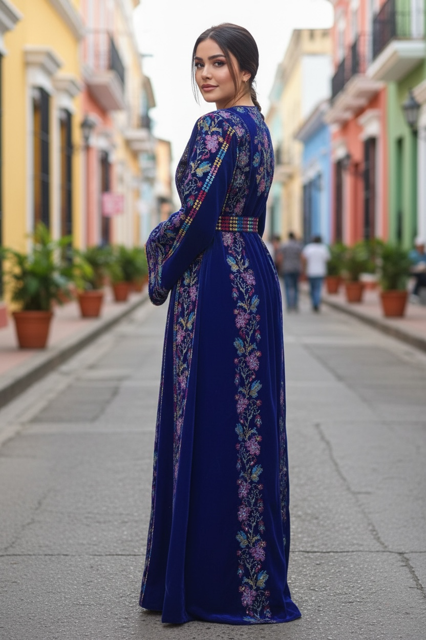 Blue Velvet Bloom Stunning Thoub