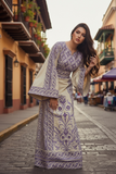 Absolutely Stunning Purple Embroidered Palestinian Fellahi Thobe With Matching Headpiece