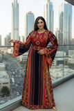 Black/ multicolored Majdalway Embroidered Palestinian Fellahi Thobe