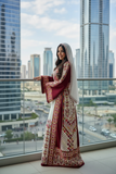 Maroon Embroidered Thobe with Matching Headpiece – Palestinian Fellahi Thobe with Belt