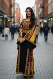 Golden Threads Black Twilight Traditional Thobe with Wide Sleeves