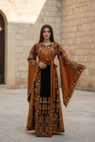 Bronze Glow Satin Bell Sleeve Thoub