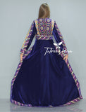 Blue Velvet Thoub With Removable Skirt