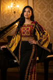 Golden Threads Black Twilight Traditional Thobe with Wide Sleeves