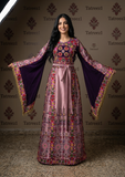The Glow Pink Thoub Palestinian Featuring Wide Sleeve