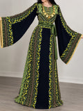 Green Palestinian Green Olive Thobe Embroidery