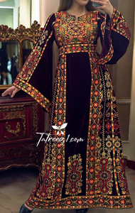 Malacca Maroon Emberoidery Velvet Stone Embroidery Thobe