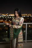 Jacquard-Embroidered Palestinian Thobe  Wide Sleeves