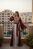 Maroon Floral Embroidery Silk Fashion Dress