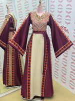 Load image into Gallery viewer, Simply Elegant Wide Sleeve Thoub Embroidered Palestinian Thobe
