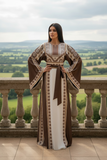 Brown Embroidery Silk Fashion Dress