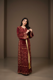 Maroon Velvet Golden Embroidery Thoub