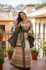 Charger l'image dans la galerie, Jacquard-Embroidered Palestinian Thobe Featuring Wide Sleeves
