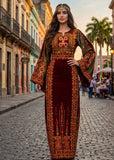 Beautiful Maroon Embroidered Palestinian Fellahi Thobe