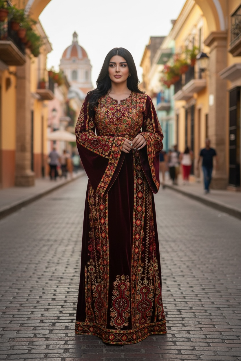 Maroon Velvet Stunning Thoub