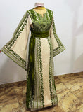 Olive Blossom Thobe Set – Includes Matching Shawl & Double-Sided Belt