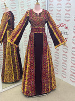 Load image into Gallery viewer, Maroon Silk Velvet Luxurious Golden Kasab Embroidery
