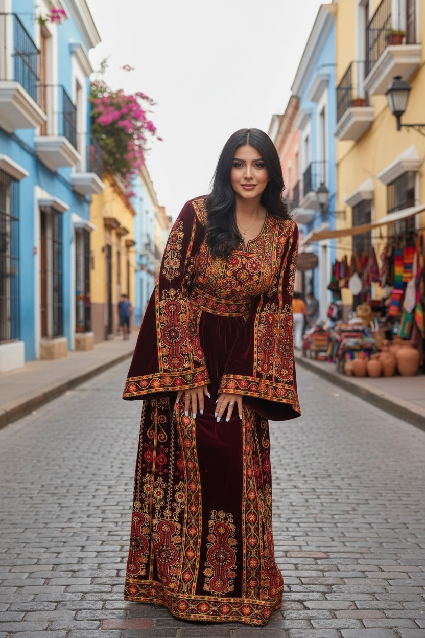 Maroon Velvet Stunning Thoub