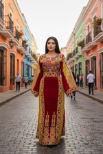 Load image into Gallery viewer, Velvet embellished with intricate Qasab (metallic) embroidery.
