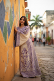 Absolutely Stunning Purple Embroidered Palestinian Fellahi Thobe With Matching Headpiece