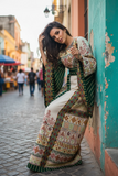 Jacquard-Embroidered Palestinian Thobe  Wide Sleeves