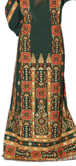 Load image into Gallery viewer, Green Malacca Embroidered Jordanian Palestinian Thoub Dress
