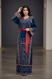 Blue Velvet Golden Embroidery Thoub