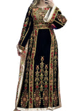 Black Velvet Malacca Embroidered Palestinian Fellahi Thobe
