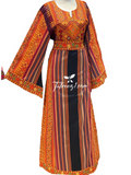 Black Majdalway Multicolor Embroidered Palestinian Fellahi Thobe