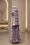 Lavender Blossom Palestinian Thobe Set Matching Shawl & Double-Sided Belt