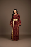 Maroon Velvet Golden Embroidery Thoub