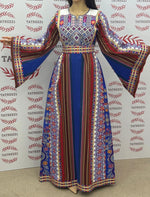Load image into Gallery viewer, Majdalway Blue Embroidered Palestinian Fellahi Thobe
