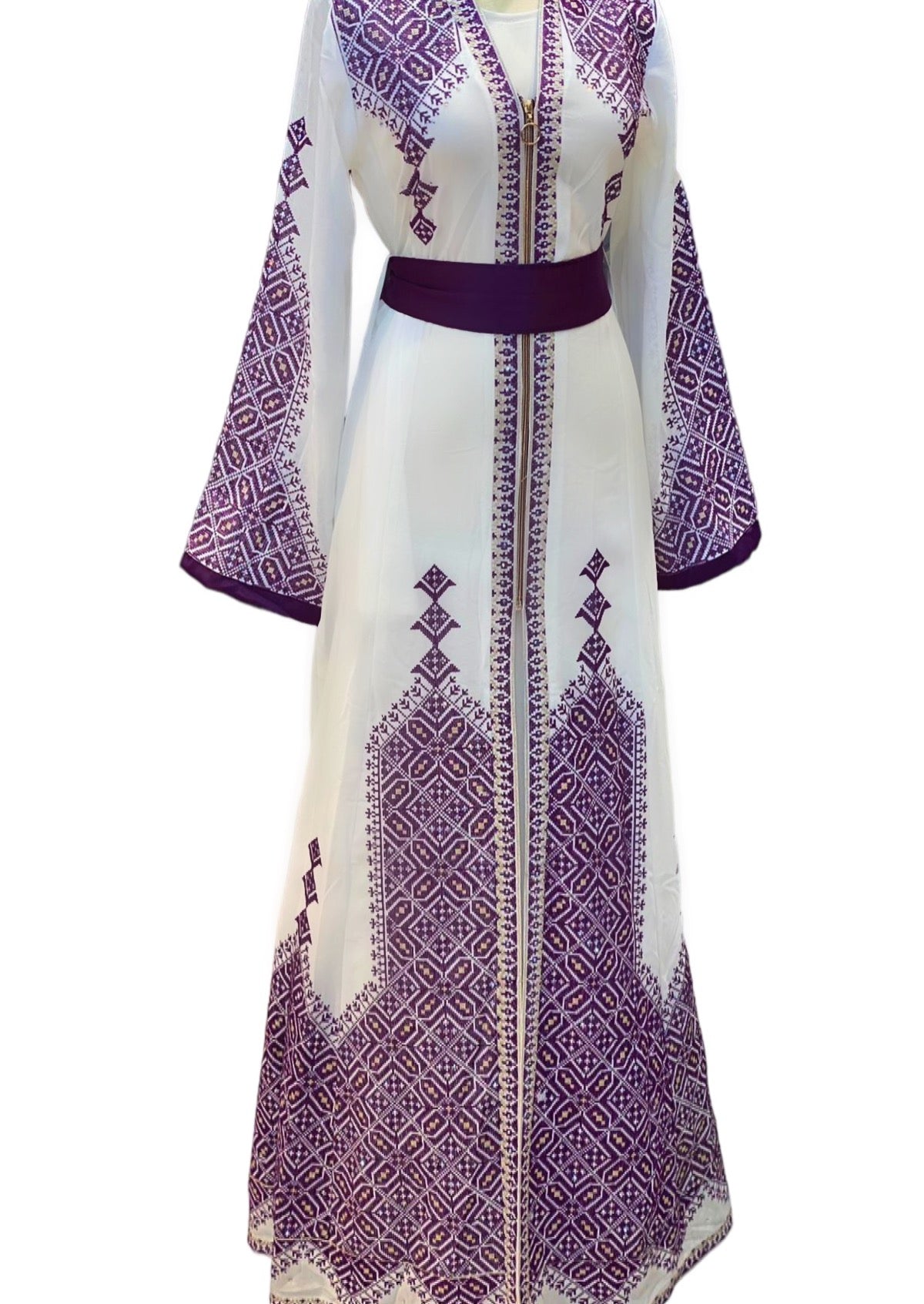 Purple Embroidery Come With 2 Pieces Moroccan Style Embroidery stoned caftan