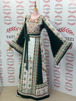 Load image into Gallery viewer, Green Embroidery Traditional Palestinian Thobe Machine Made
