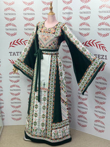 Green Embroidery Traditional Palestinian Thobe Machine Made