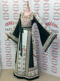 Green Embroidery Traditional Palestinian Thobe Machine Made